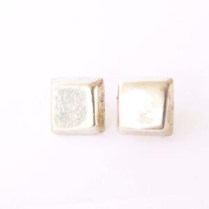 Sterling Silver 925 3D Square Stud Earrings Bevelled Edge Pierced Post